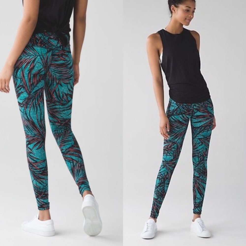 lululemon athletica Teal and Black Patterned Leggings